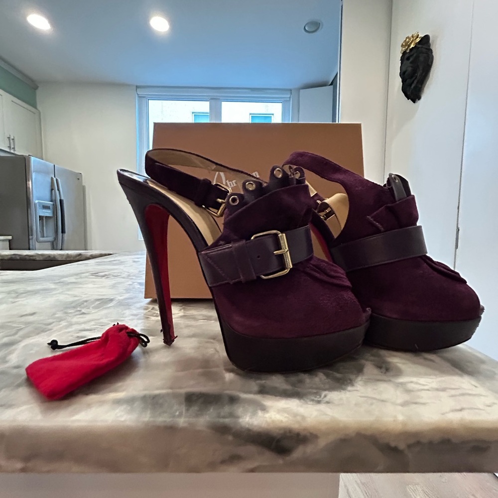Christian Louboutin Purple Suede Platform Heels